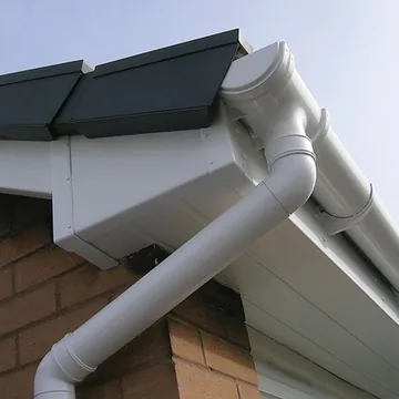 White fascia and rainwater guttering