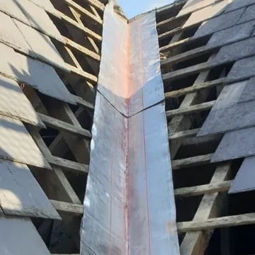 Exposed roof battens during roof repairs